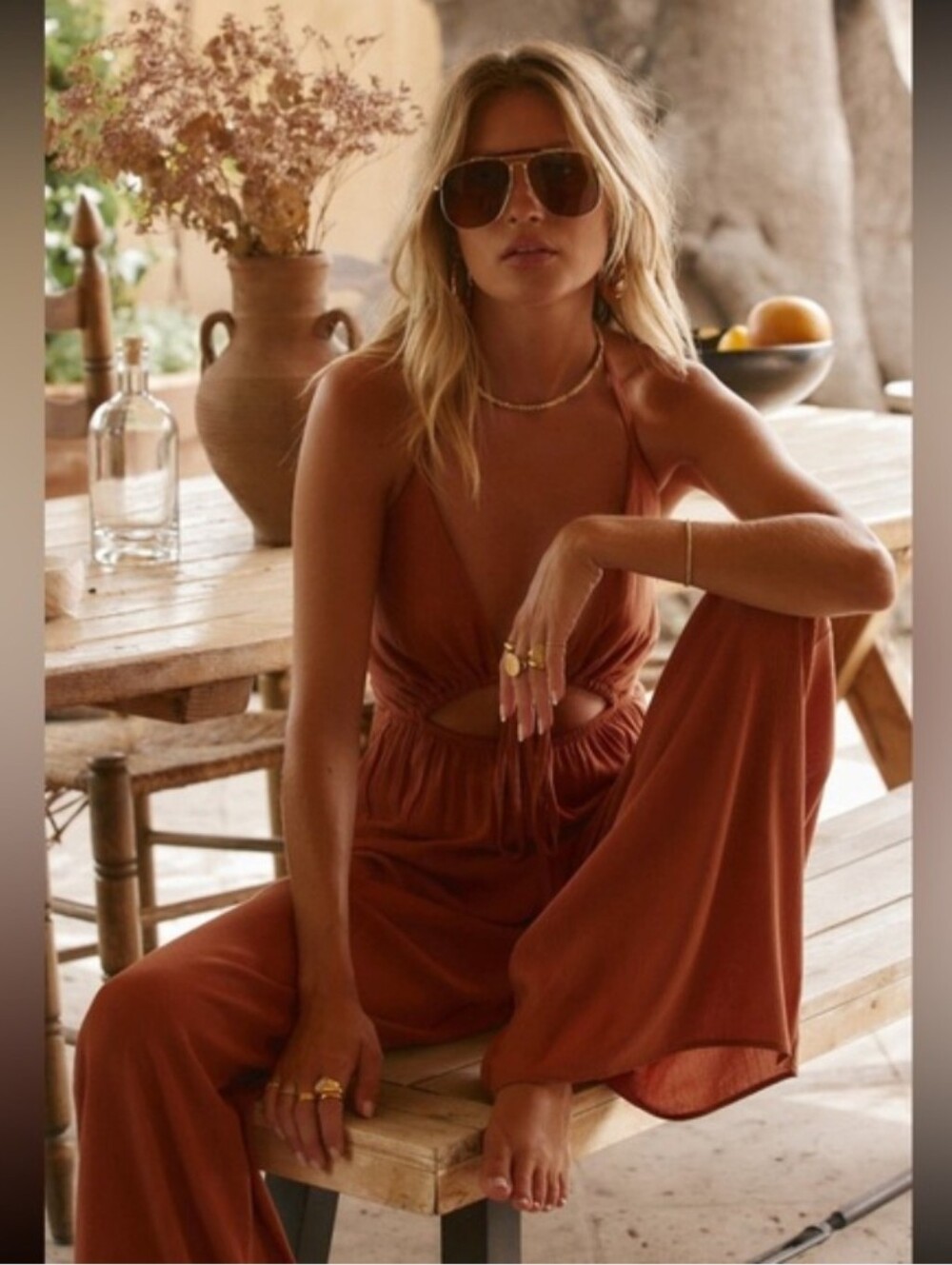 12th Tribe • Augustine Halter Jumpsuit in Rust - Picture 2 of 7